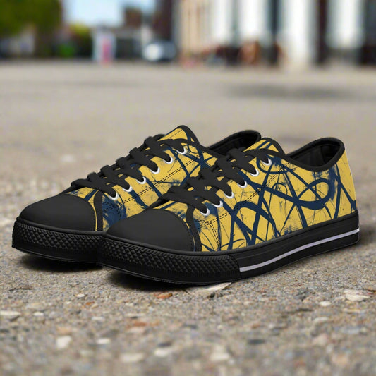 Yellow Splatter Low Top Canvas Shoes - Men