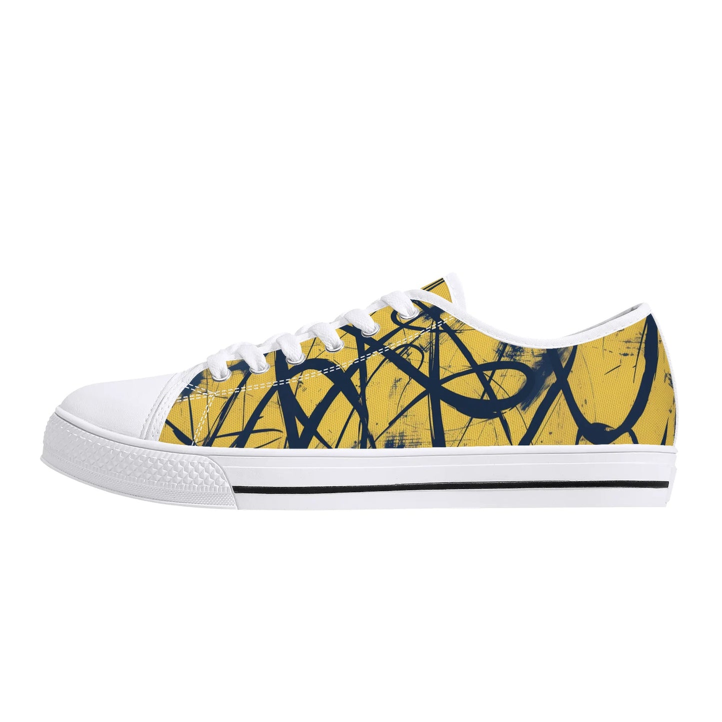 Yellow Splatter Low Top Canvas Shoes - Men