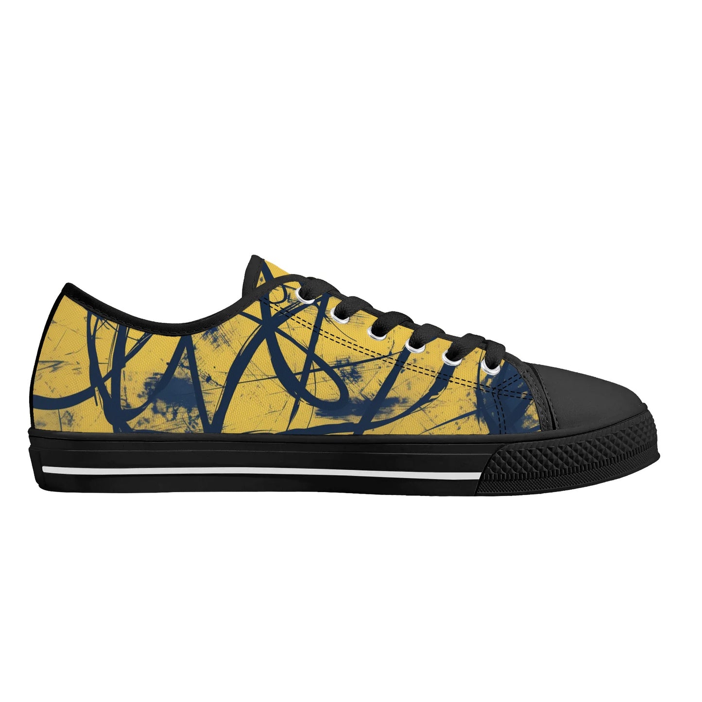 Yellow Splatter Low Top Canvas Shoes - Men