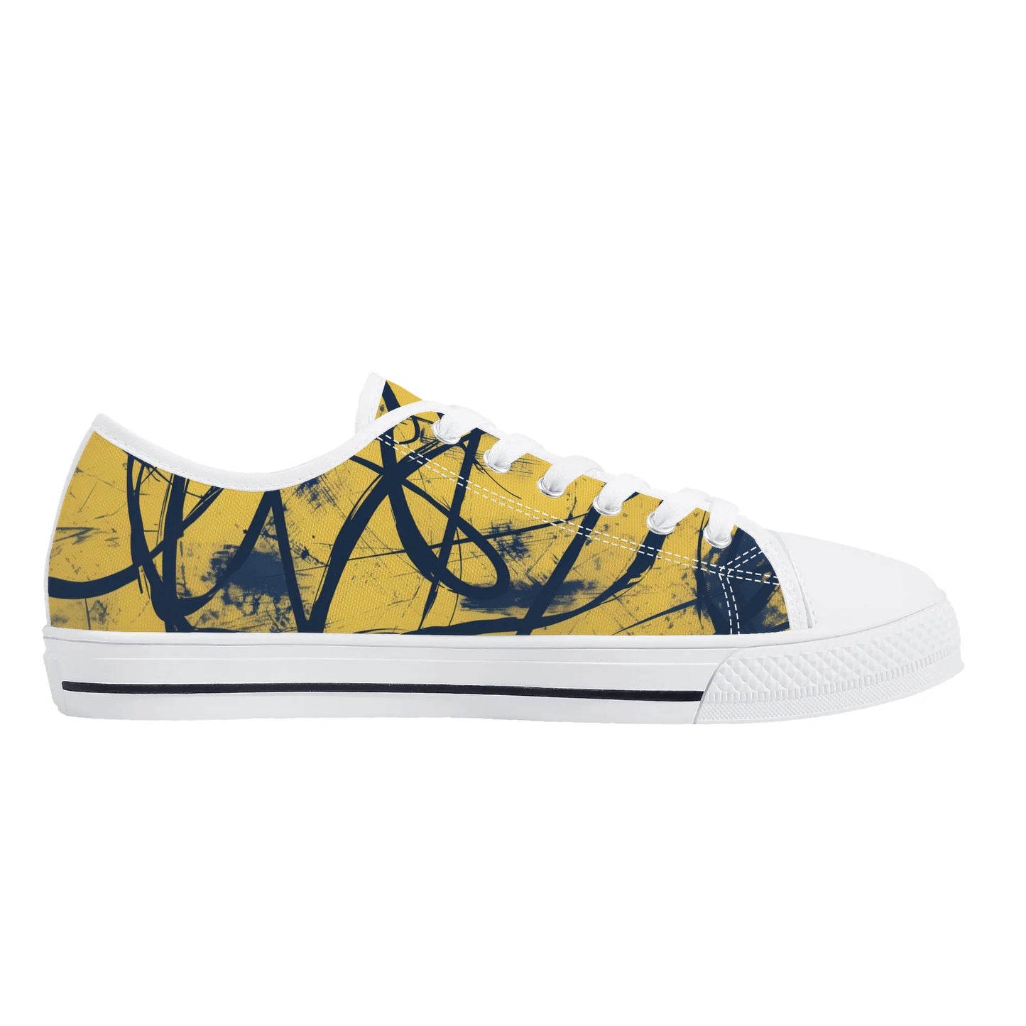 Yellow Splatter Low Top Canvas Shoes - Men