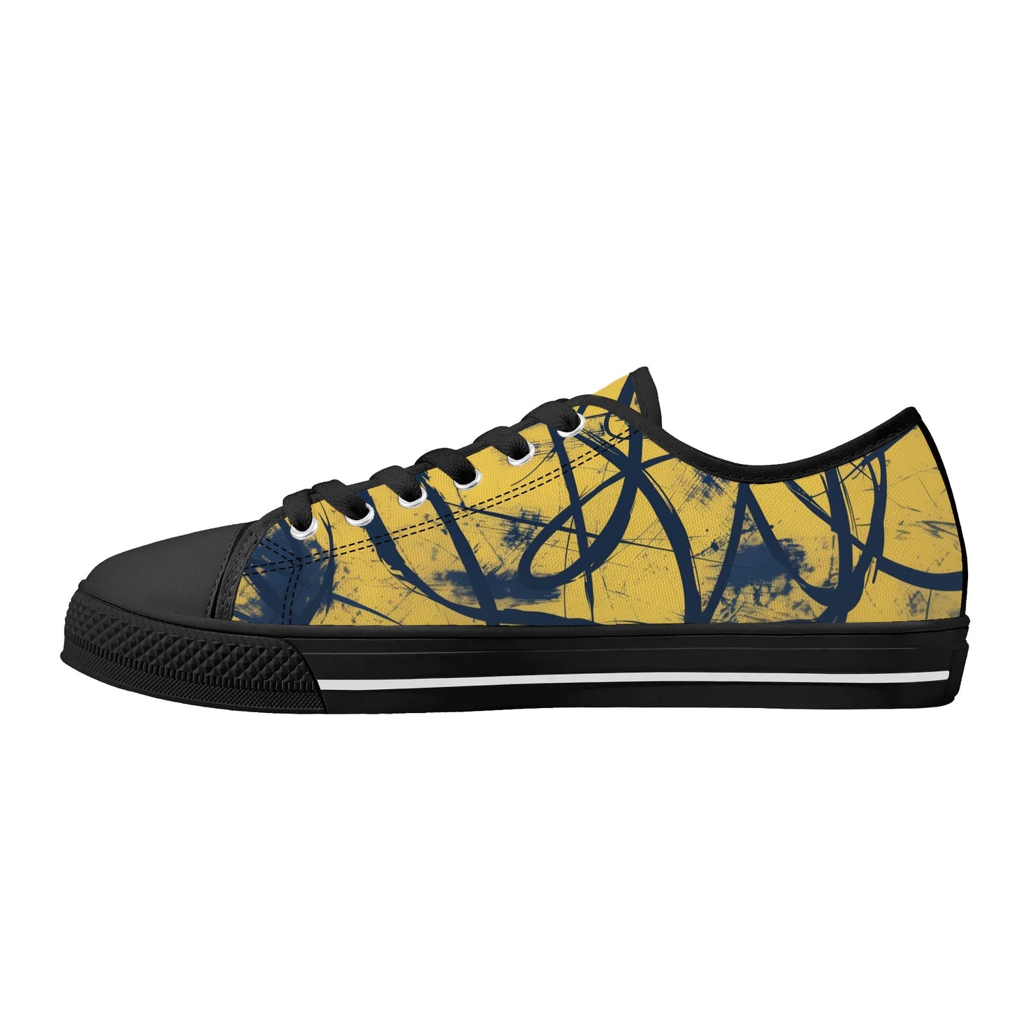 Yellow Splatter Low Top Canvas Shoes - Men