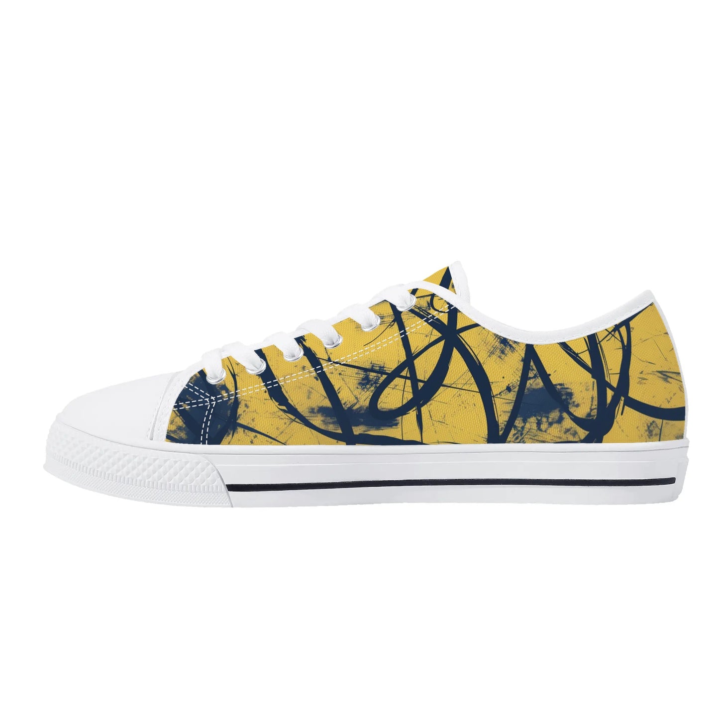 Yellow Splatter Low Top Canvas Shoes - Men