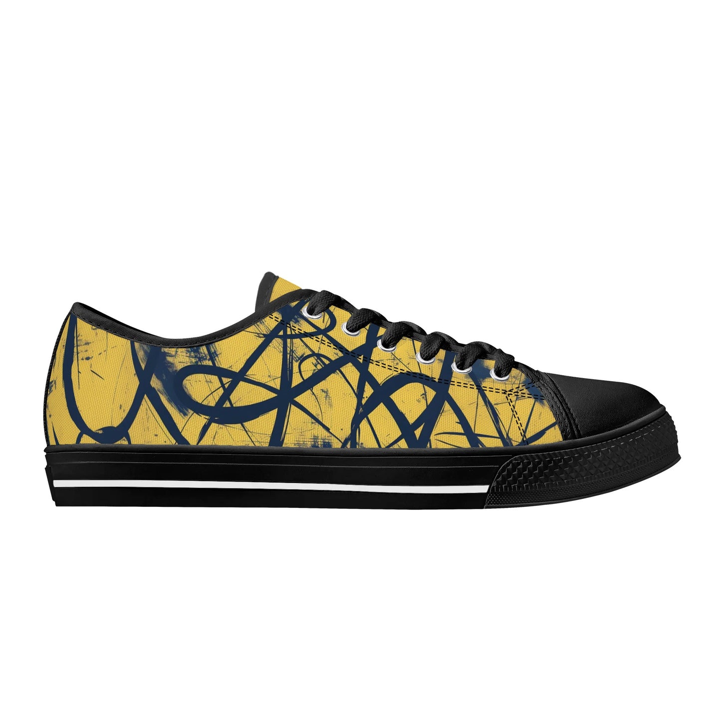 Yellow Splatter Low Top Canvas Shoes - Men