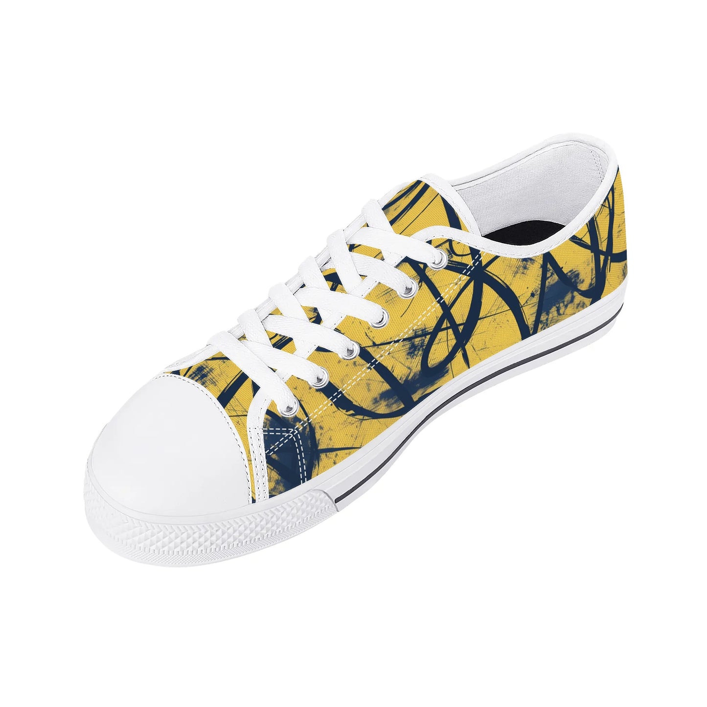 Yellow Splatter Low Top Canvas Shoes - Men