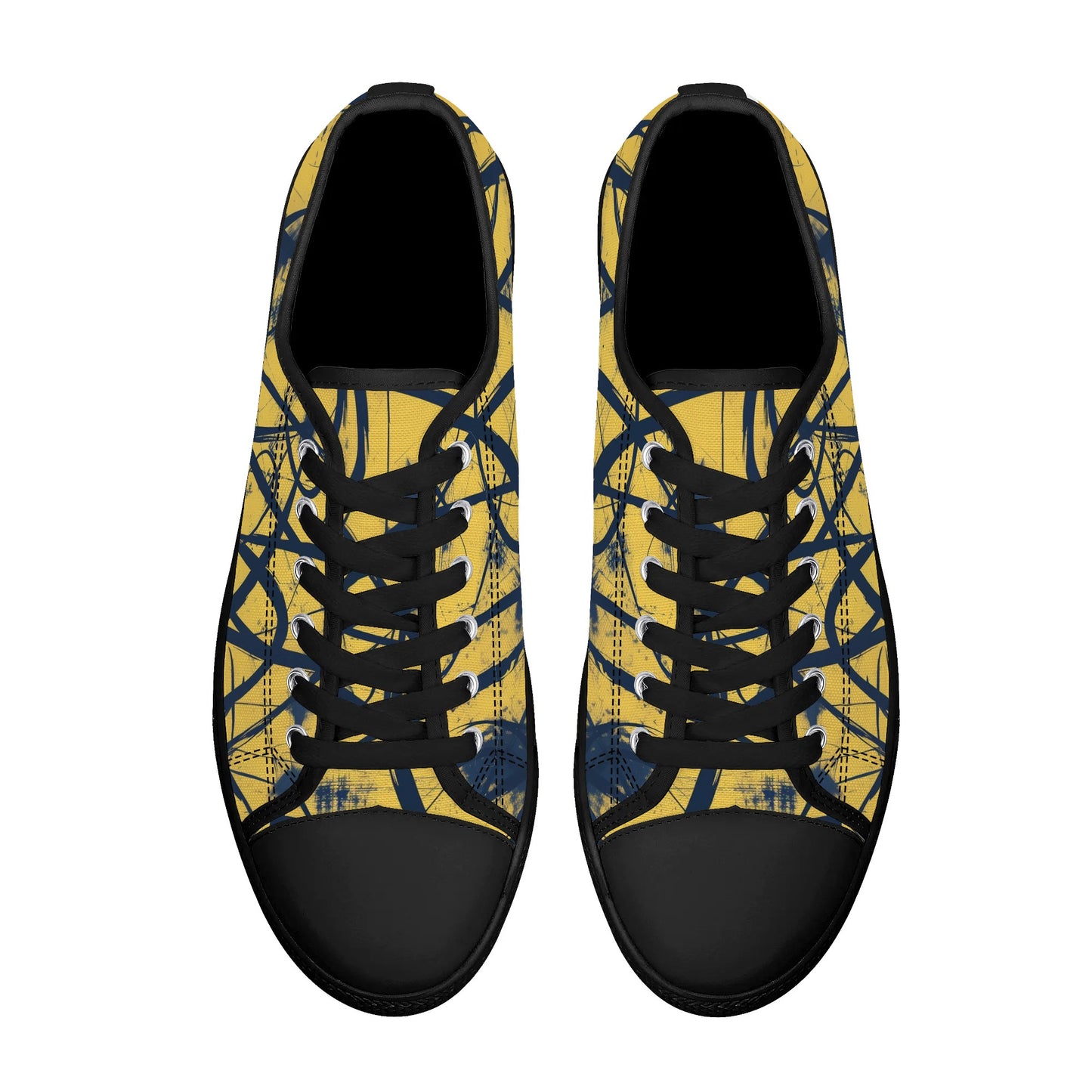 Yellow Splatter Low Top Canvas Shoes - Men