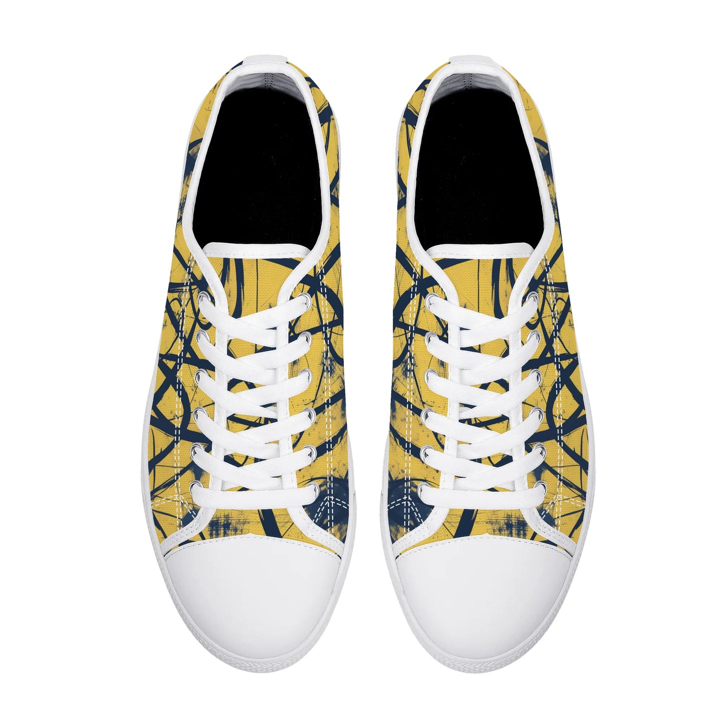 Yellow Splatter Low Top Canvas Shoes - Men