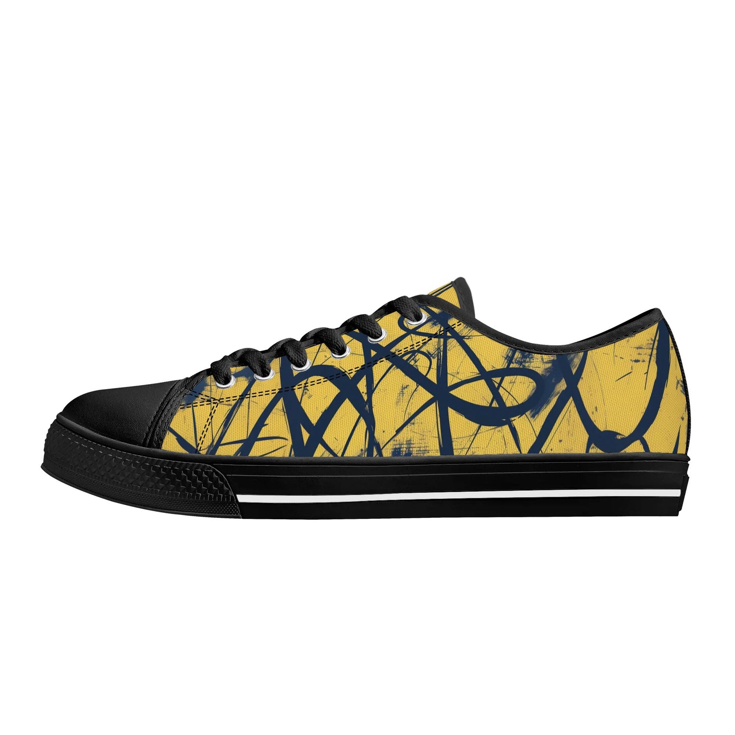 Yellow Splatter Low Top Canvas Shoes - Men