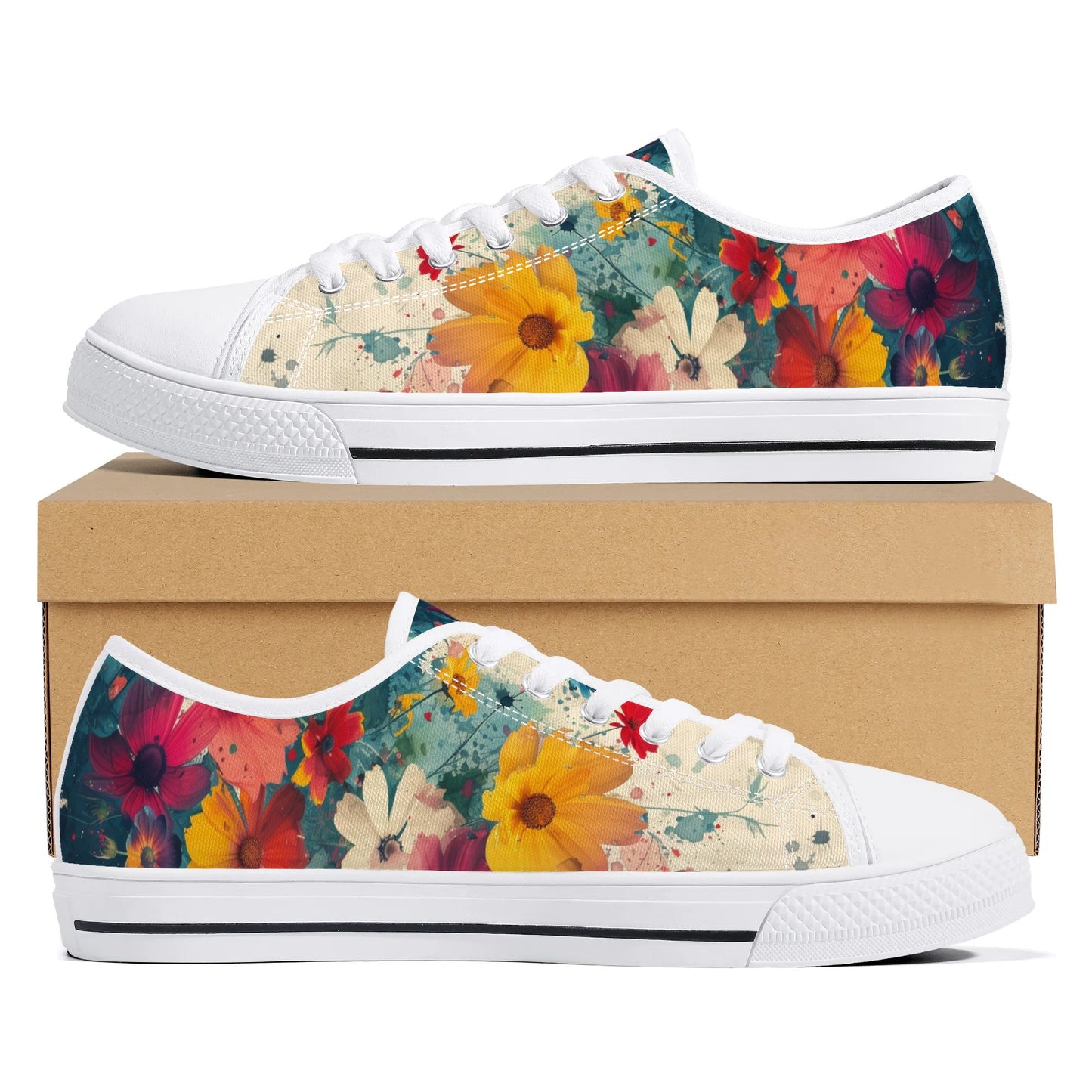 Floral Symphony Low Top Canvas Shoes - Women