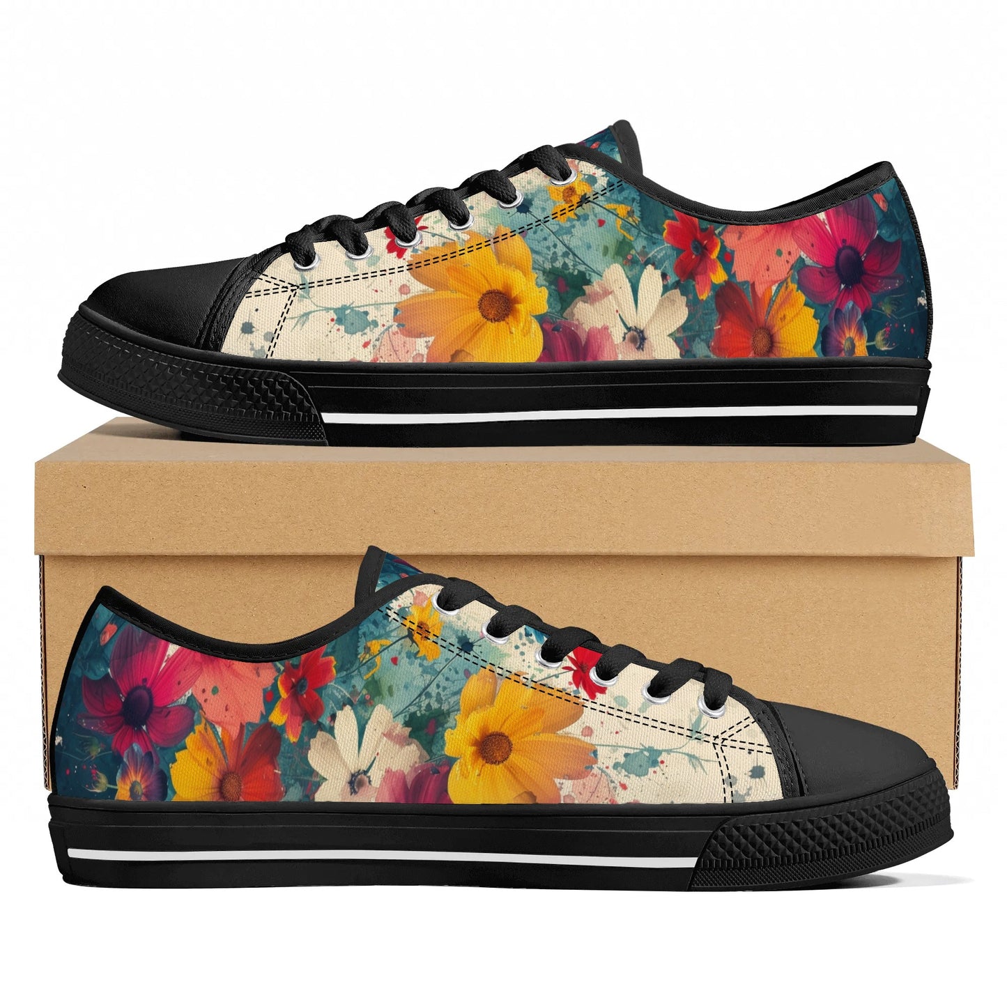 Floral Symphony Low Top Canvas Shoes - Women