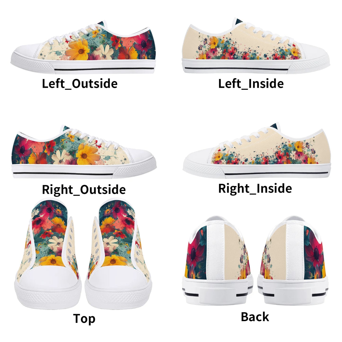 Floral Symphony Low Top Canvas Shoes - Women