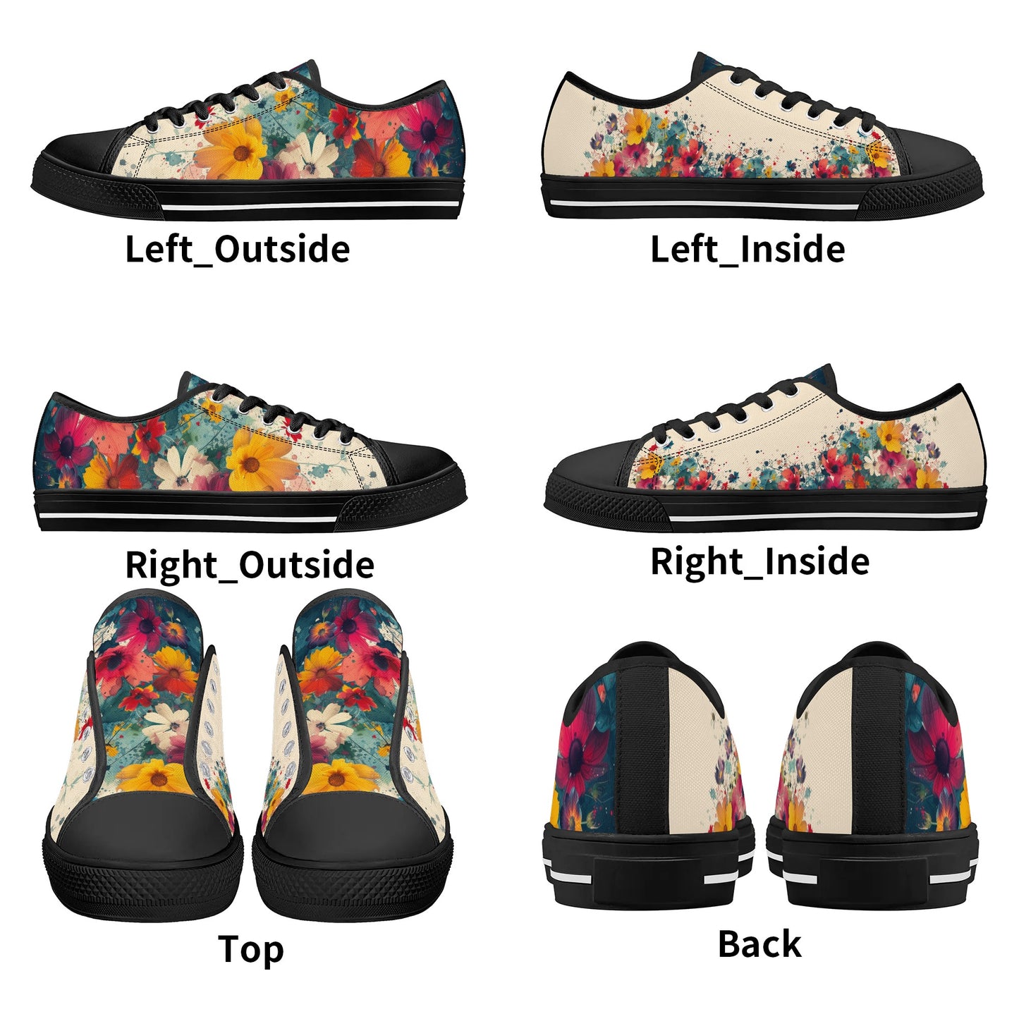 Floral Symphony Low Top Canvas Shoes - Women