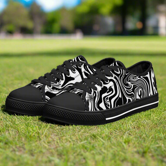 Noir Swirl Low Top Canvas Shoes - Men