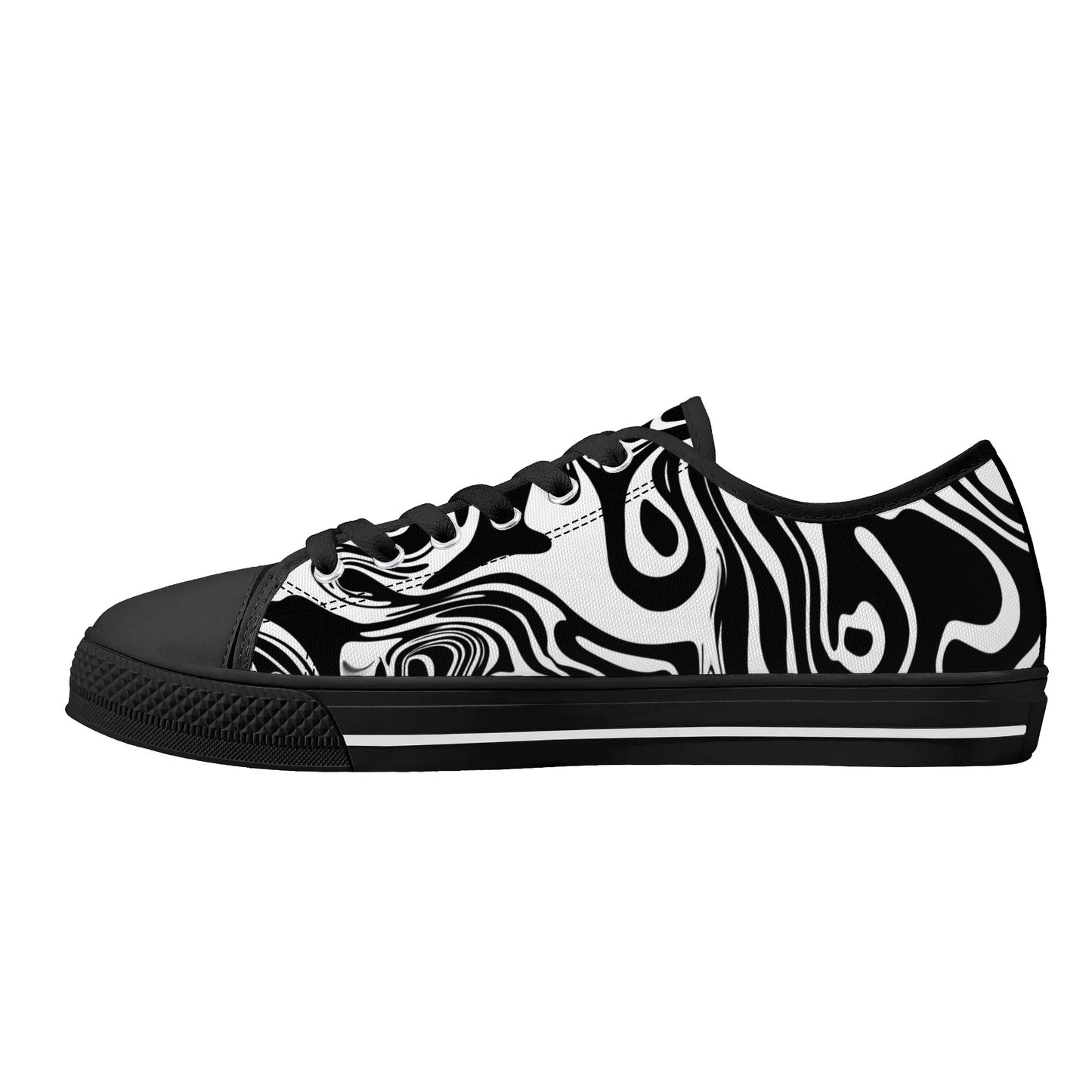 Noir Swirl Low Top Canvas Shoes - Men