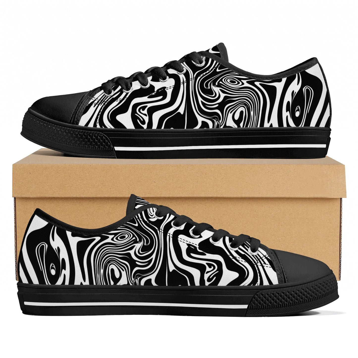 Noir Swirl Low Top Canvas Shoes - Men