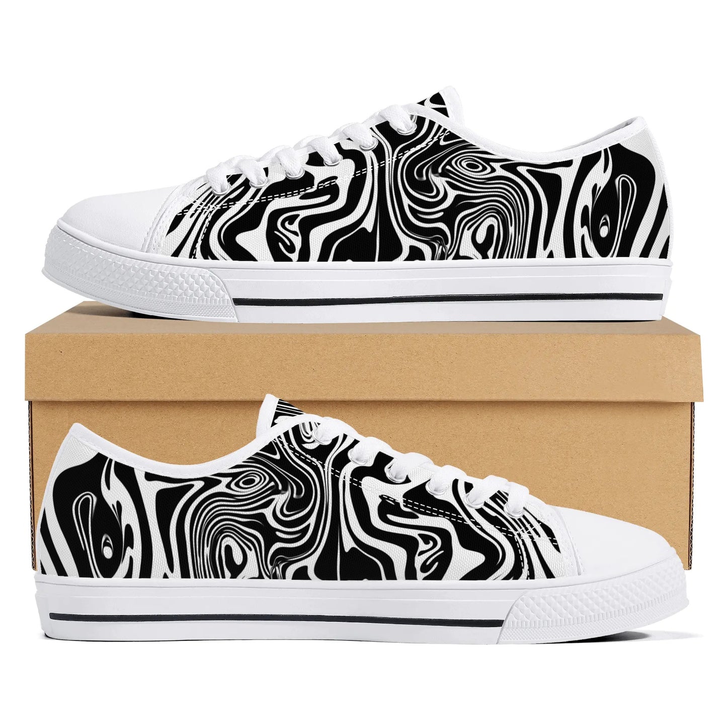 Noir Swirl Low Top Canvas Shoes - Men