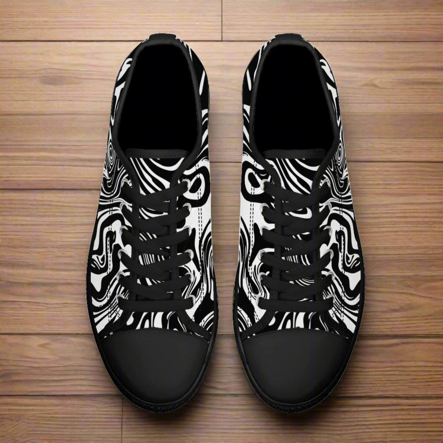 Noir Swirl Low Top Canvas Shoes - Men