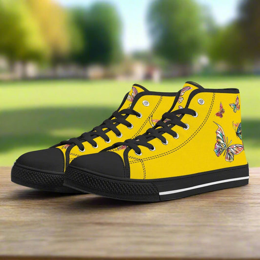 Yellow Monarch High Top Canvas Shoes - Women