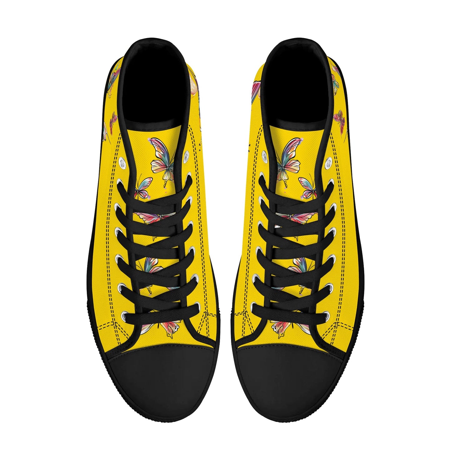 Yellow Monarch High Top Canvas Shoes - Women