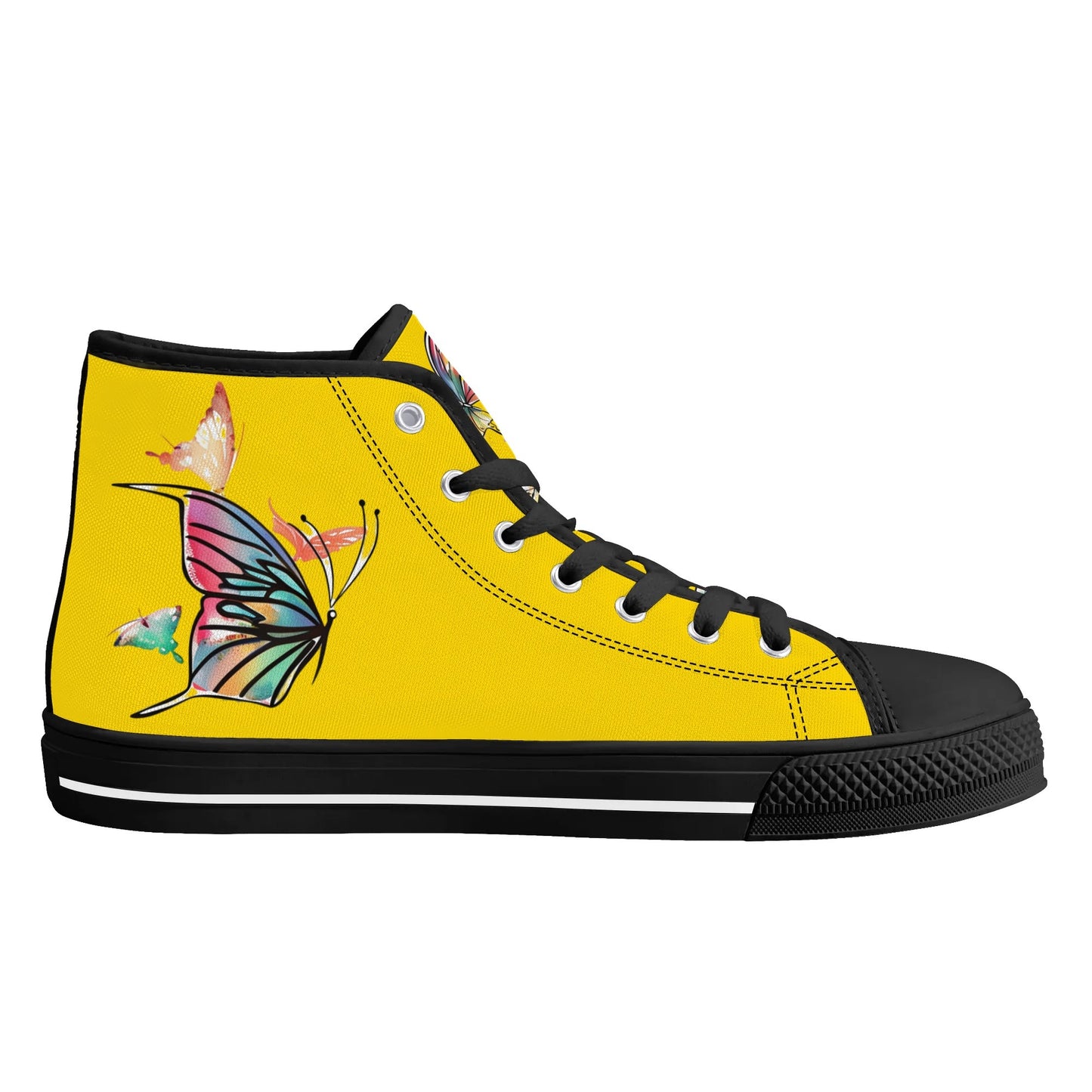 Yellow Monarch High Top Canvas Shoes - Women