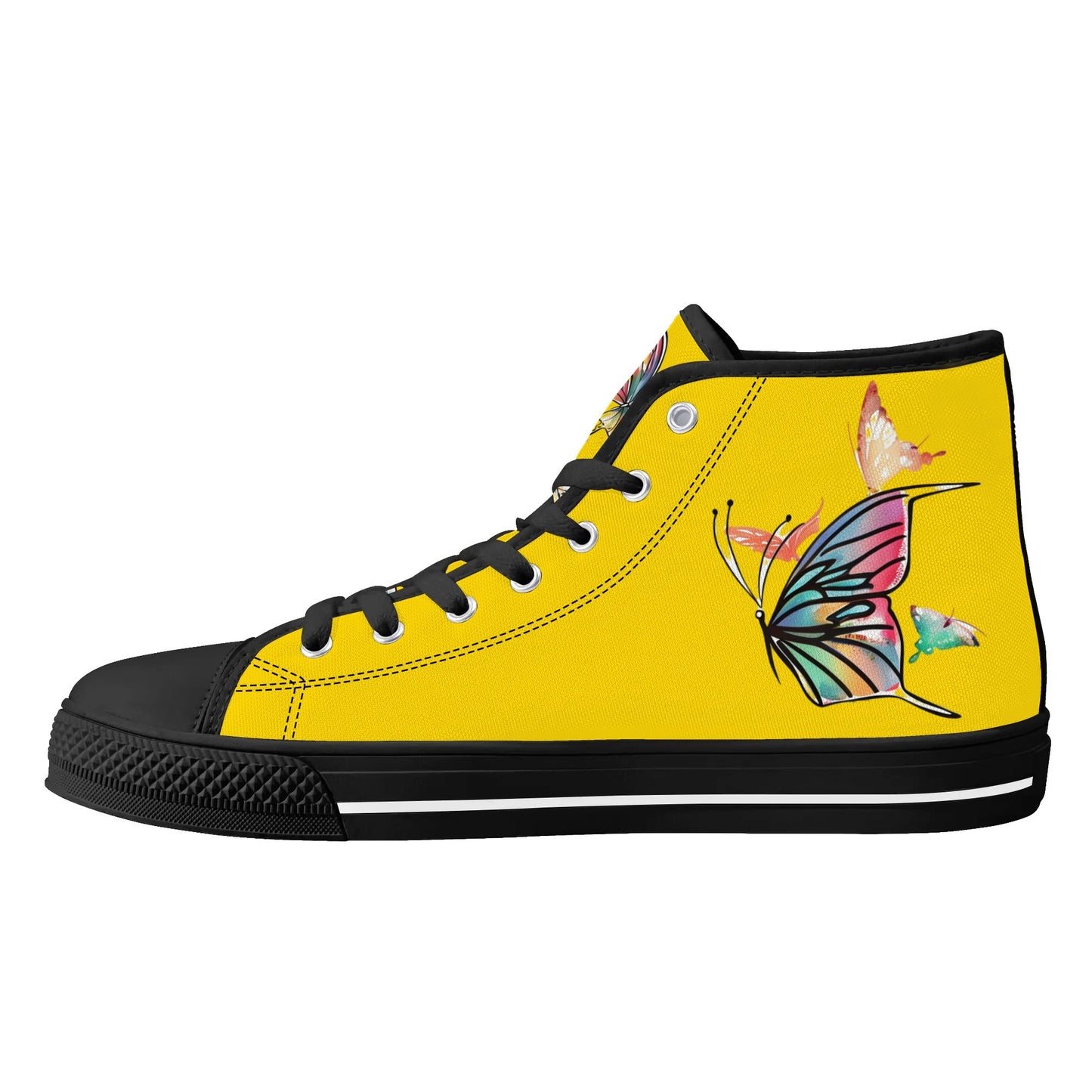 Yellow Monarch High Top Canvas Shoes - Women