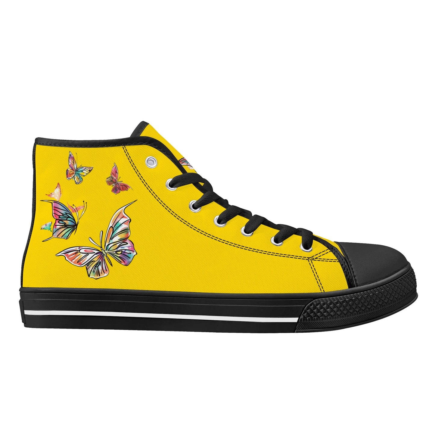 Yellow Monarch High Top Canvas Shoes - Women