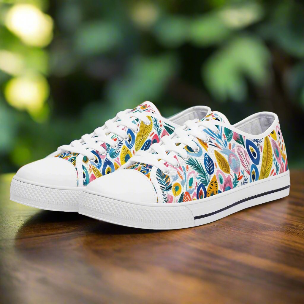 Festival Feathers Low Top Canvas Shoes - Women