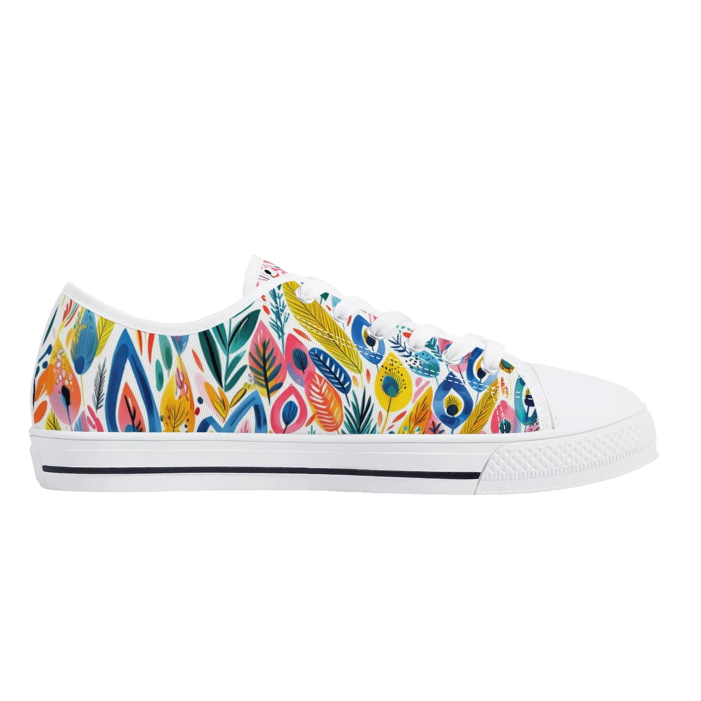 Festival Feathers Low Top Canvas Shoes - Women