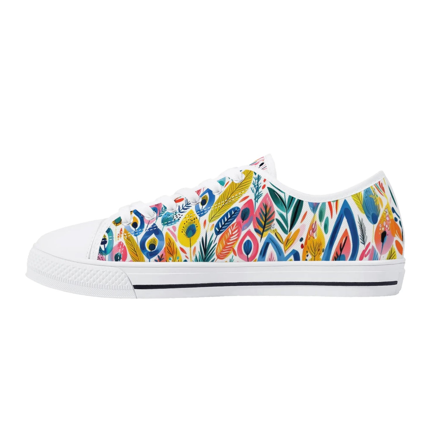 Festival Feathers Low Top Canvas Shoes - Women