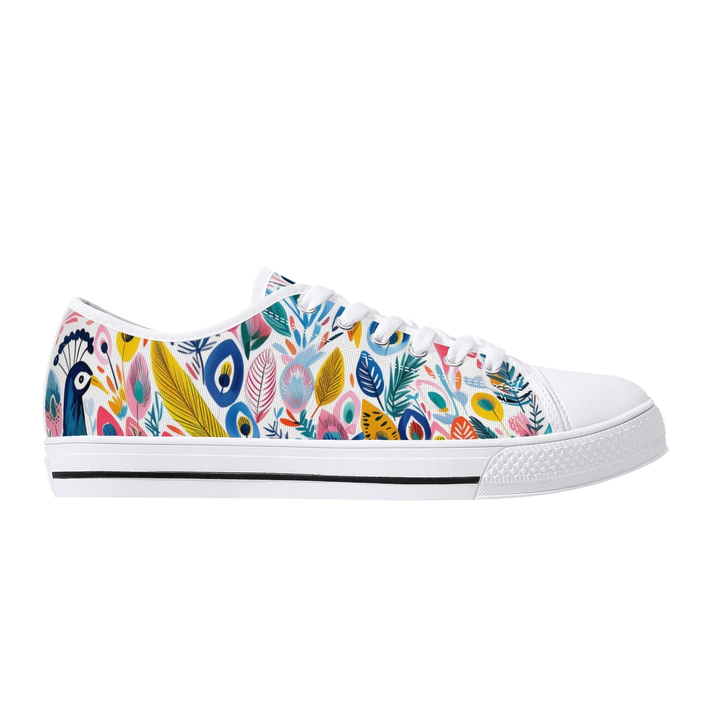 Festival Feathers Low Top Canvas Shoes - Women