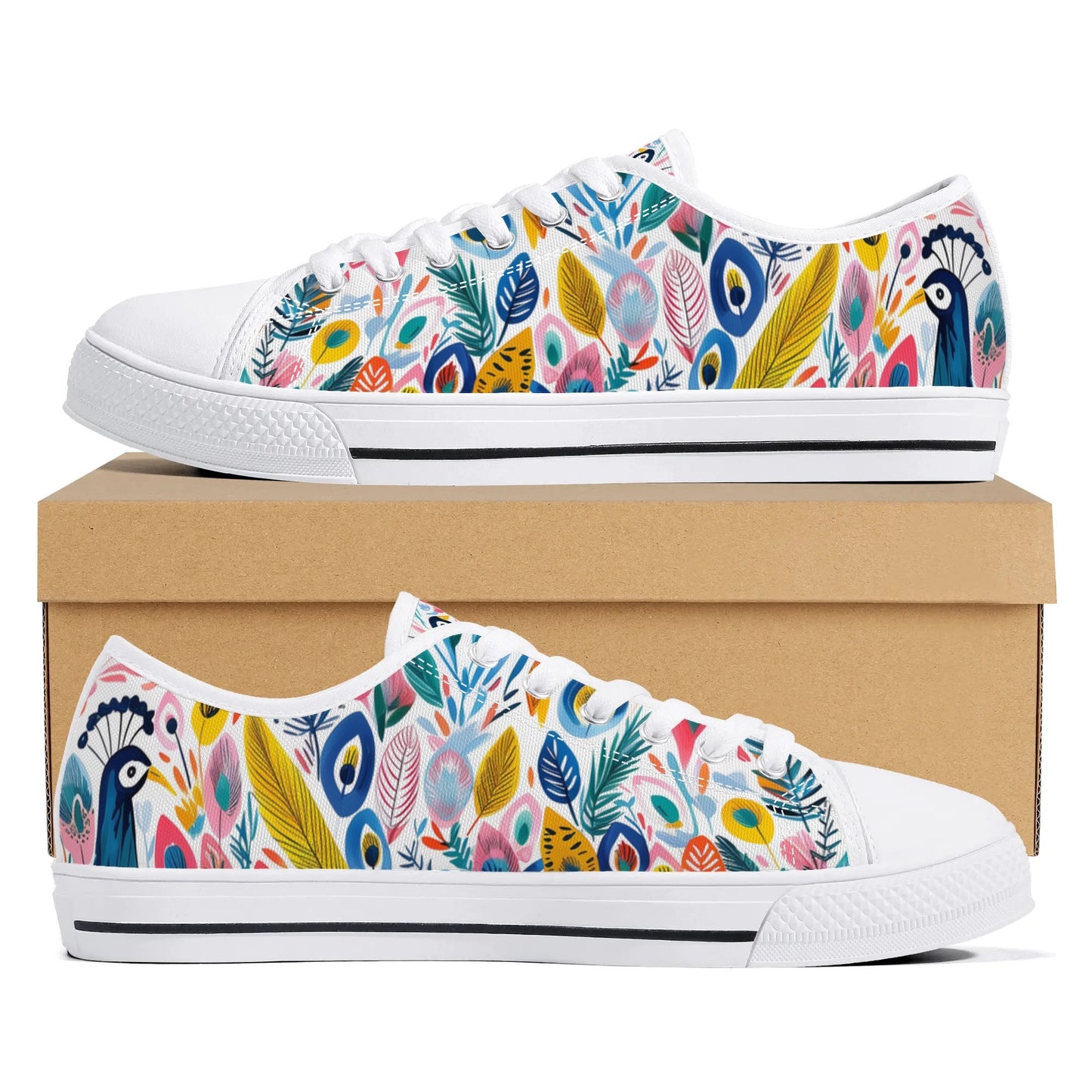 Festival Feathers Low Top Canvas Shoes - Women