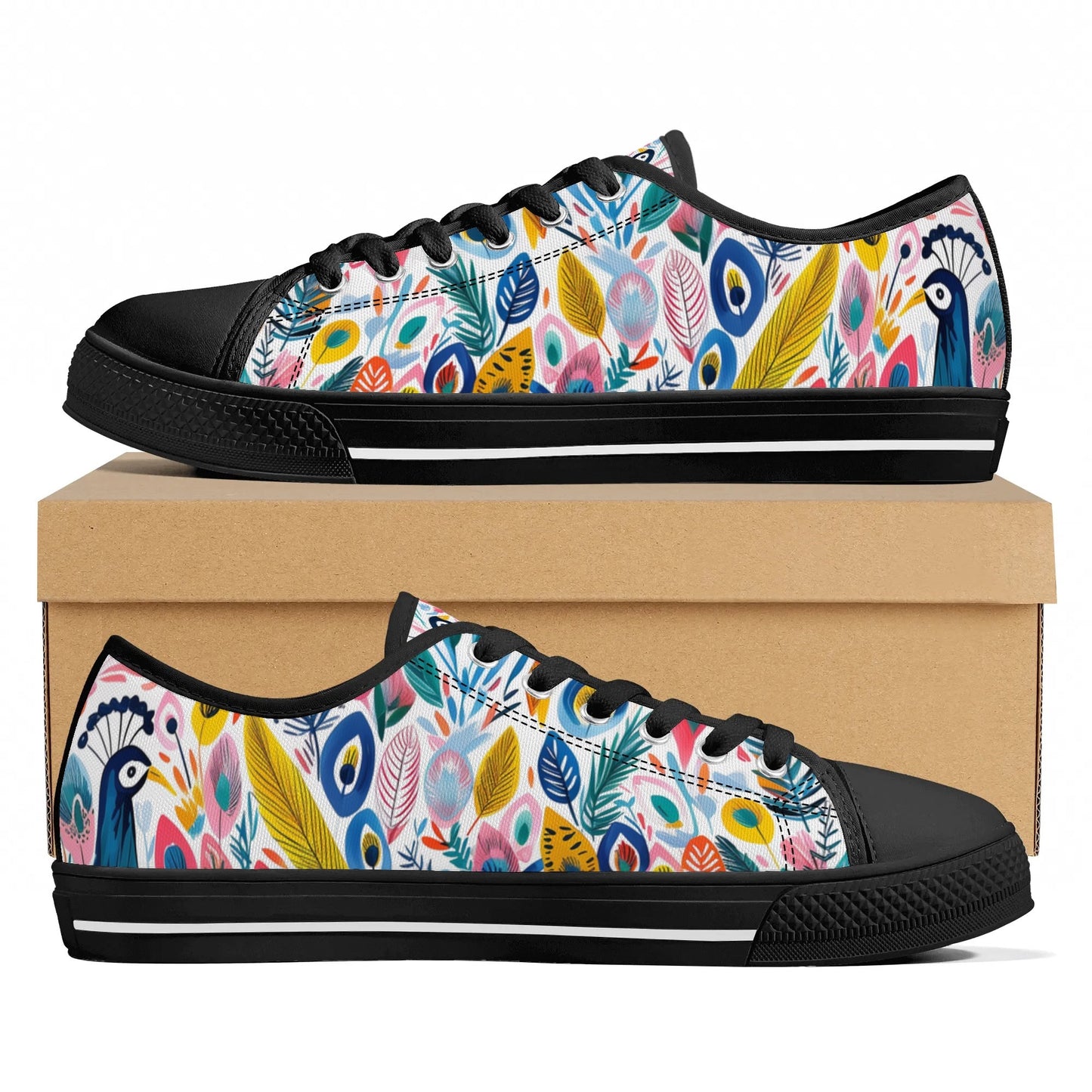 Festival Feathers Low Top Canvas Shoes - Women