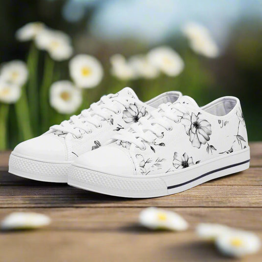 Noir Bloom Low Top Canvas Shoes - Women