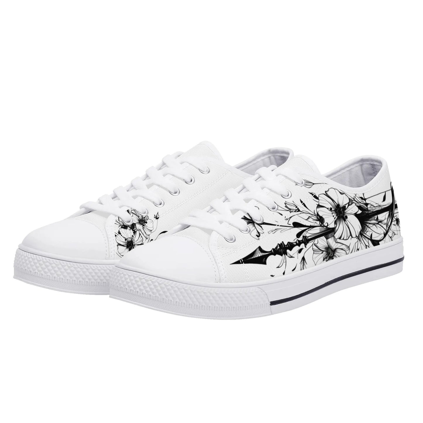 Noir Flora Low Top Canvas Shoes - Women