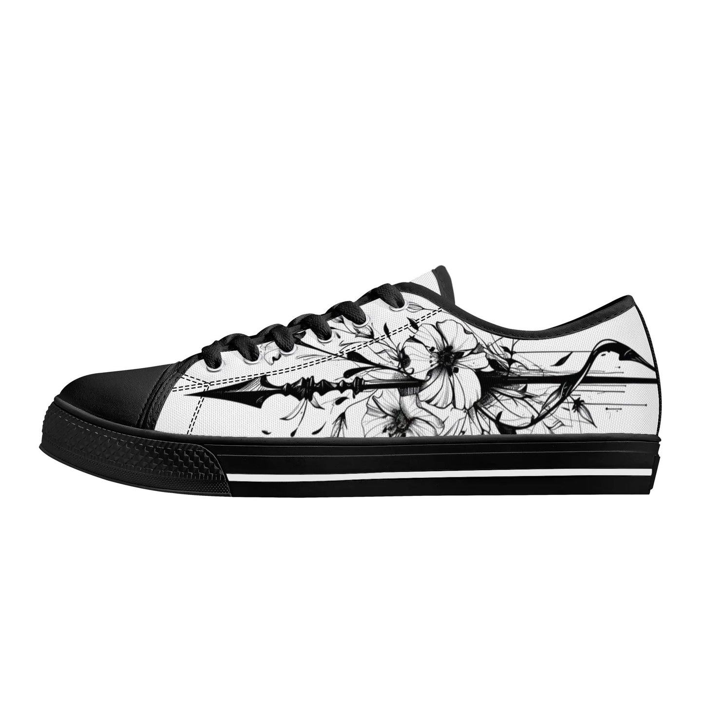 Noir Flora Low Top Canvas Shoes - Women