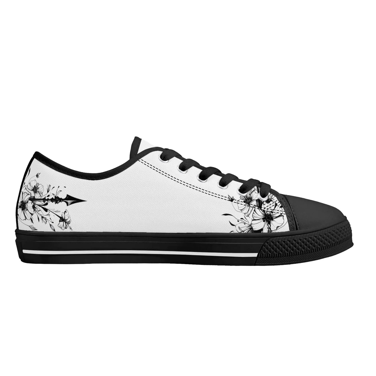 Noir Flora Low Top Canvas Shoes - Women