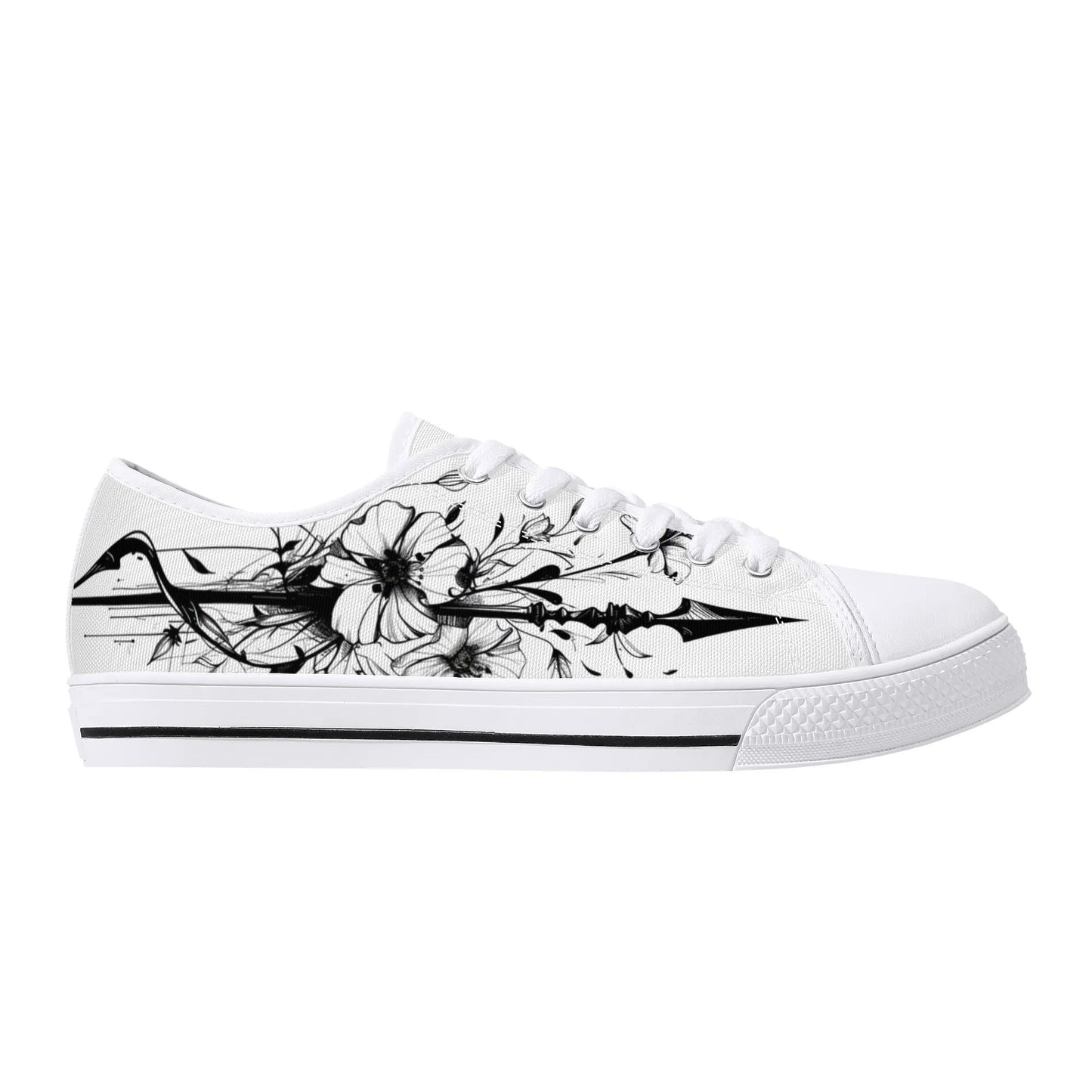 Noir Flora Low Top Canvas Shoes - Women