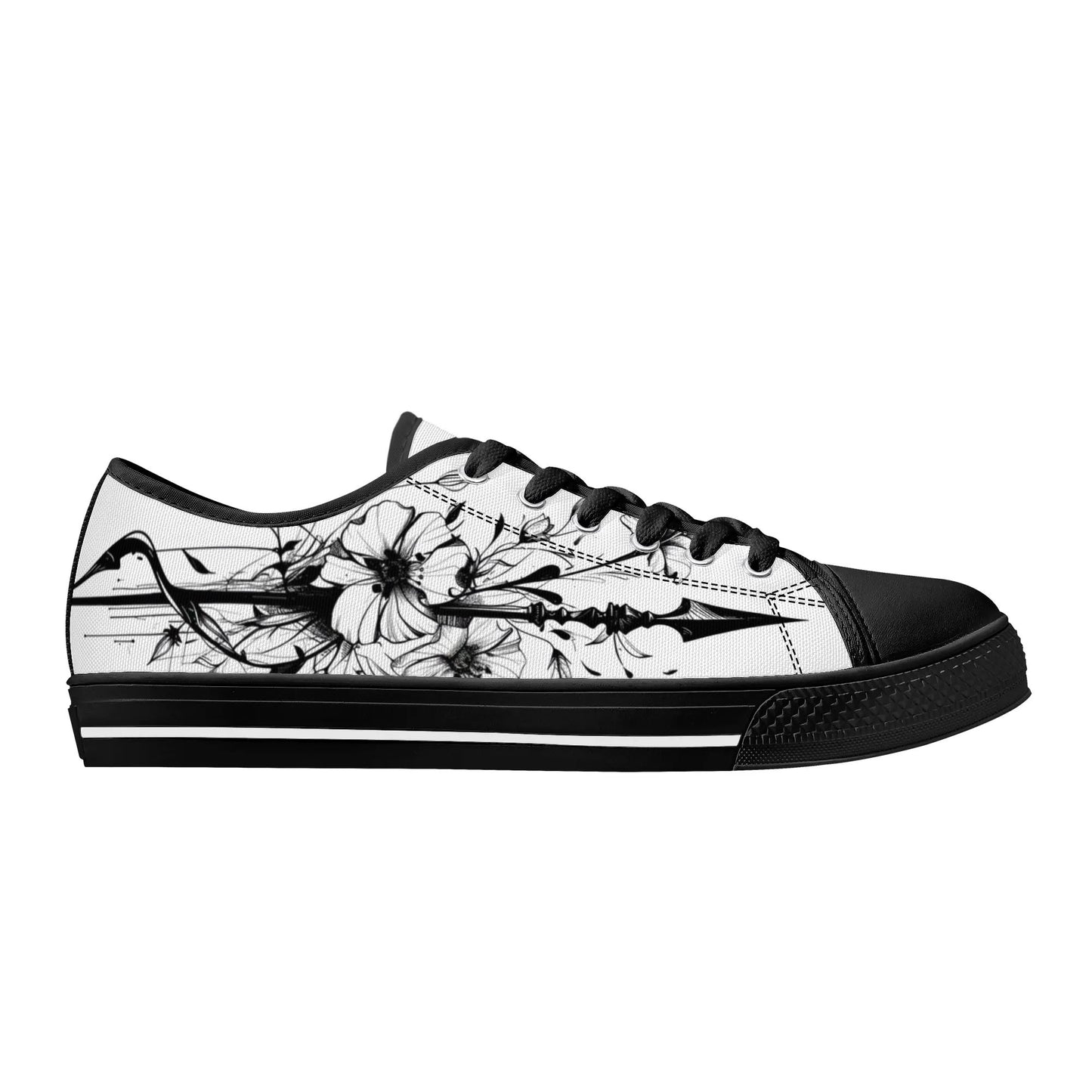 Noir Flora Low Top Canvas Shoes - Women