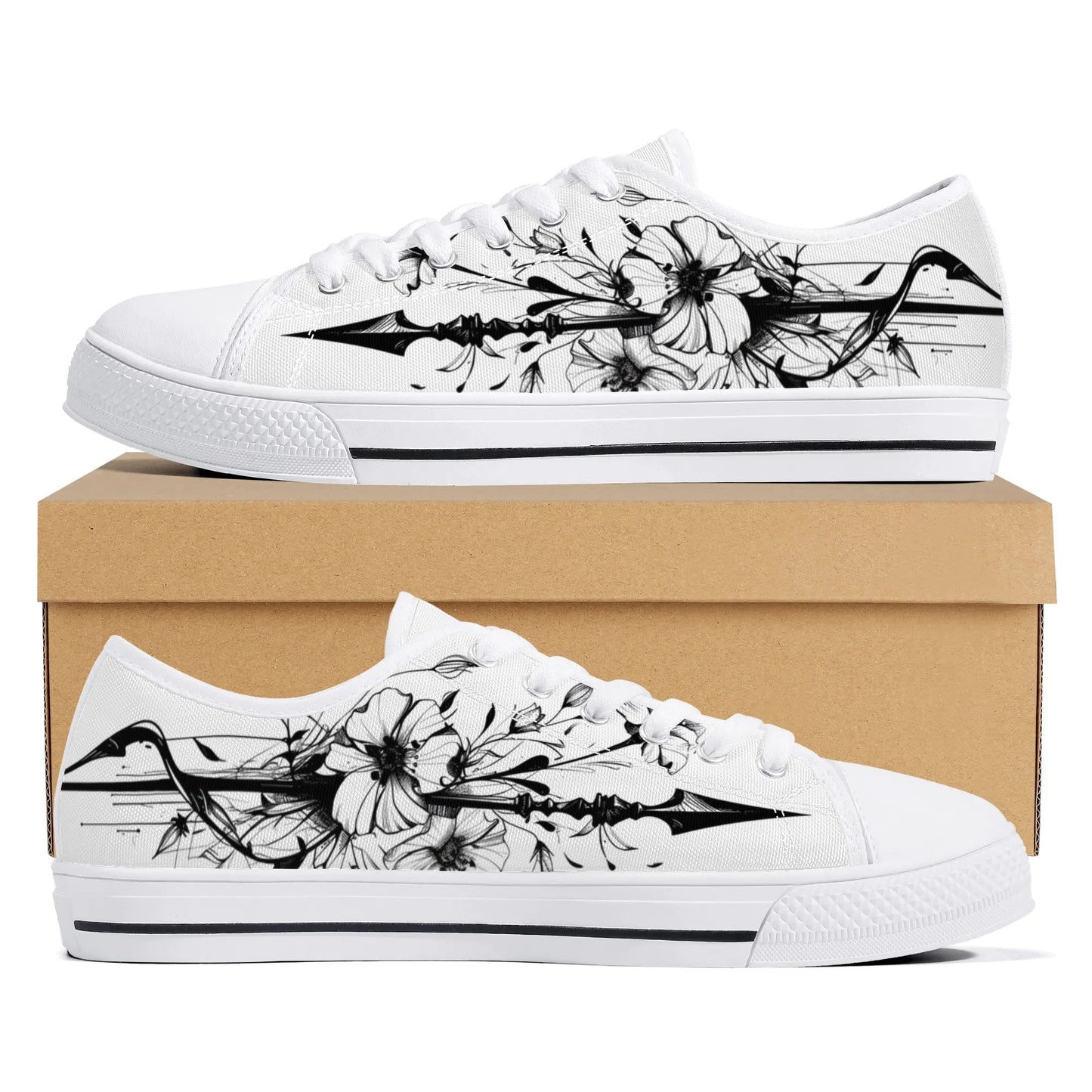 Noir Flora Low Top Canvas Shoes - Women