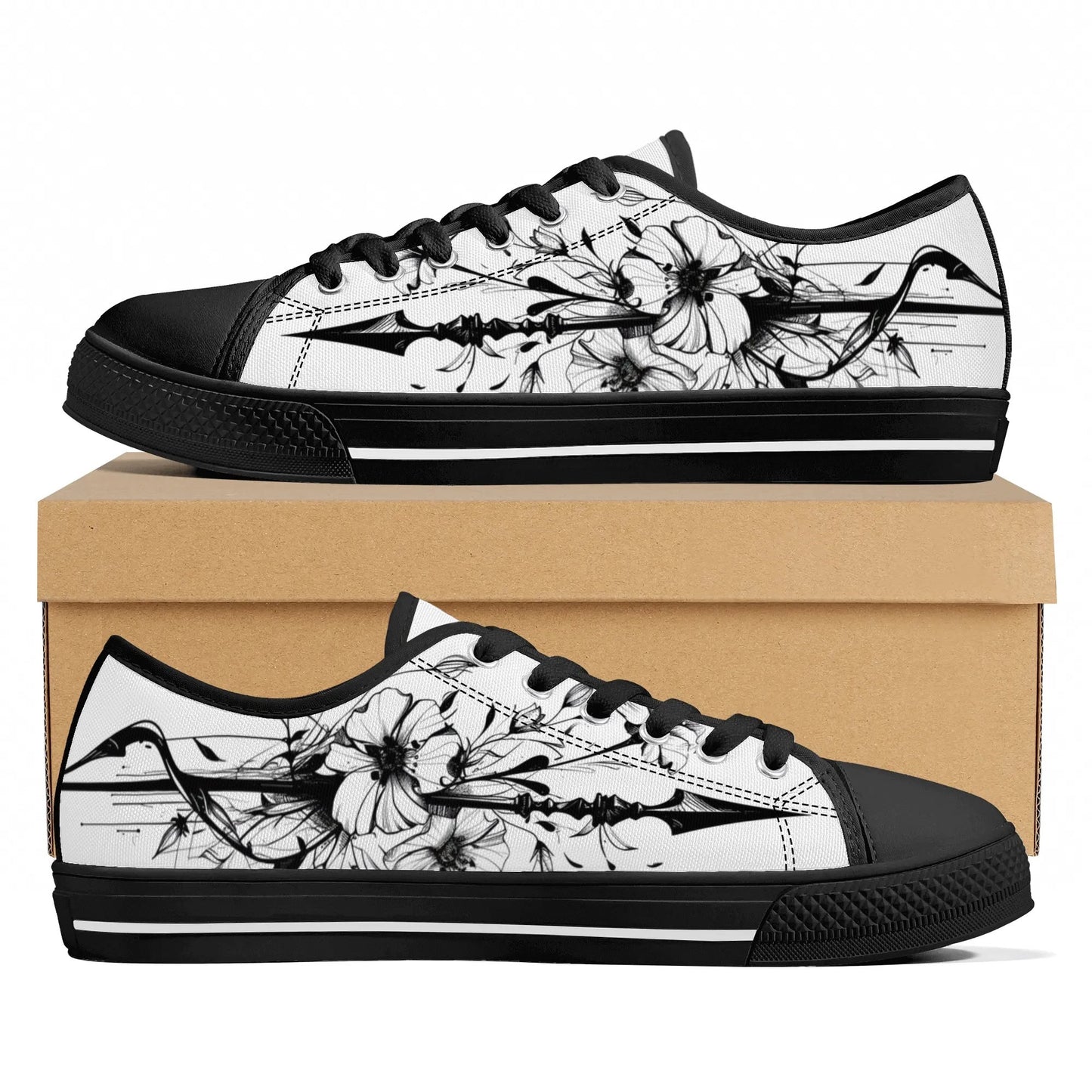 Noir Flora Low Top Canvas Shoes - Women