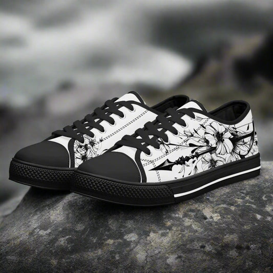 Noir Flora Low Top Canvas Shoes - Women