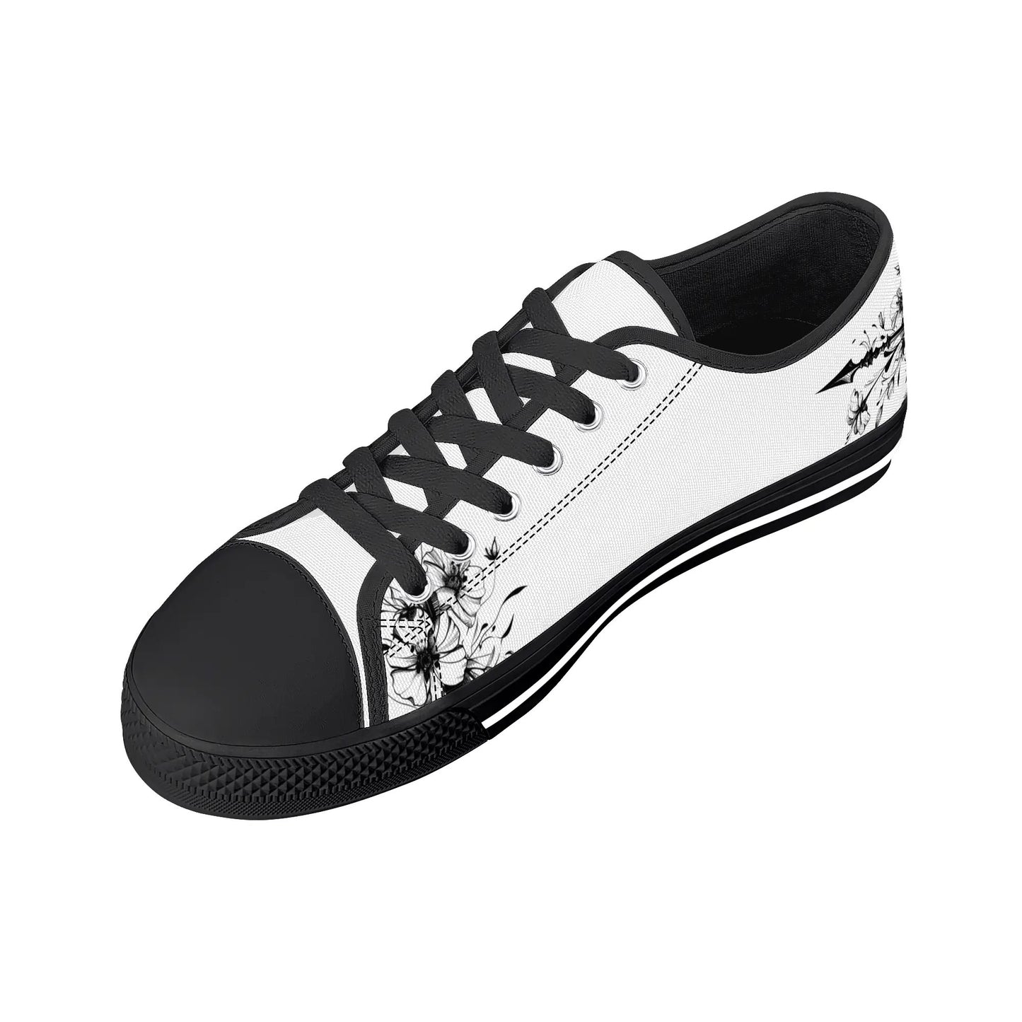 Noir Flora Low Top Canvas Shoes - Women