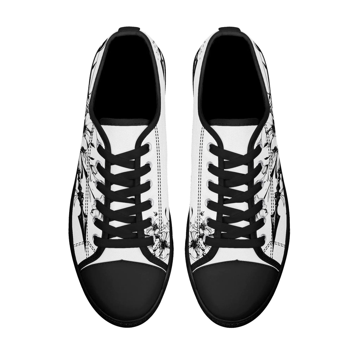 Noir Flora Low Top Canvas Shoes - Women