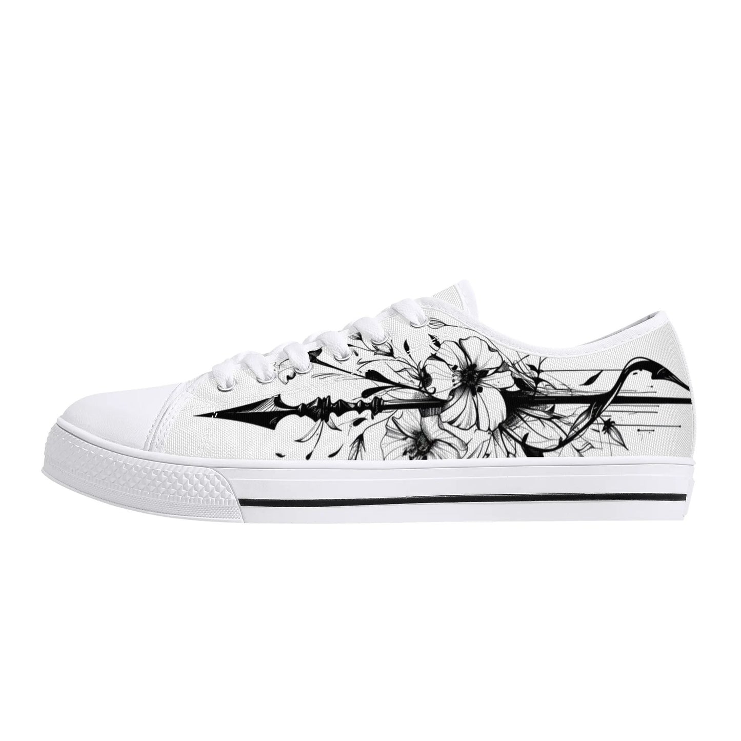 Noir Flora Low Top Canvas Shoes - Women