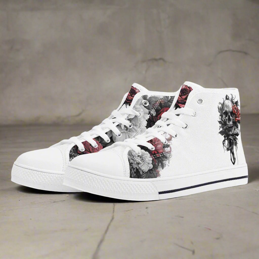 Skull Blossom High Top Canvas Shoes - Women