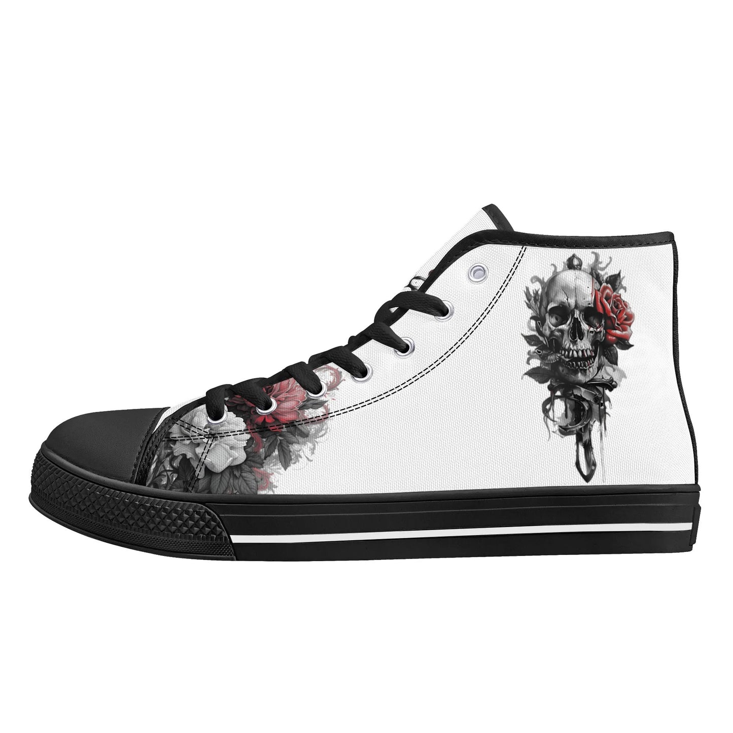 Skull Blossom High Top Canvas Shoes - Women