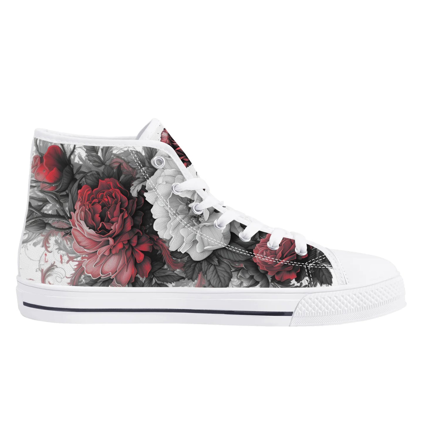 Skull Blossom High Top Canvas Shoes - Women