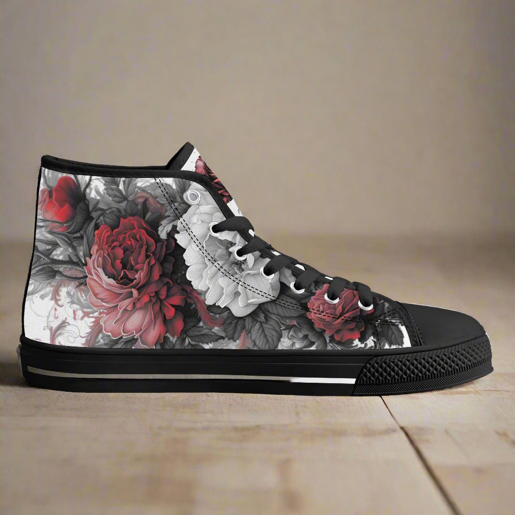 Skull Blossom High Top Canvas Shoes - Women