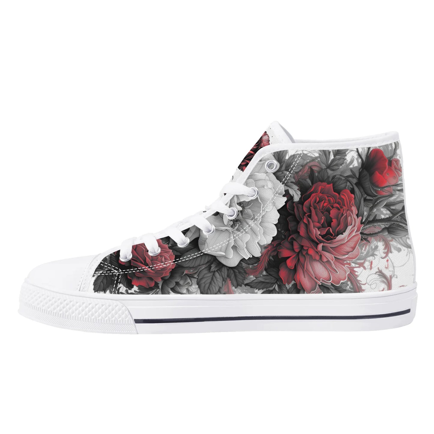 Skull Blossom High Top Canvas Shoes - Women