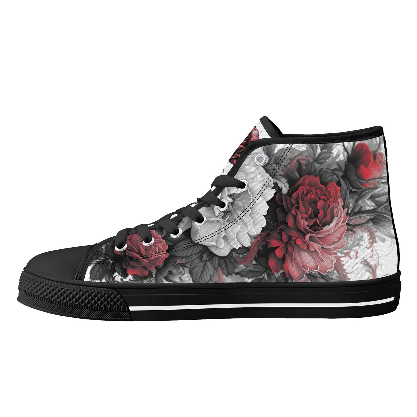 Skull Blossom High Top Canvas Shoes - Women