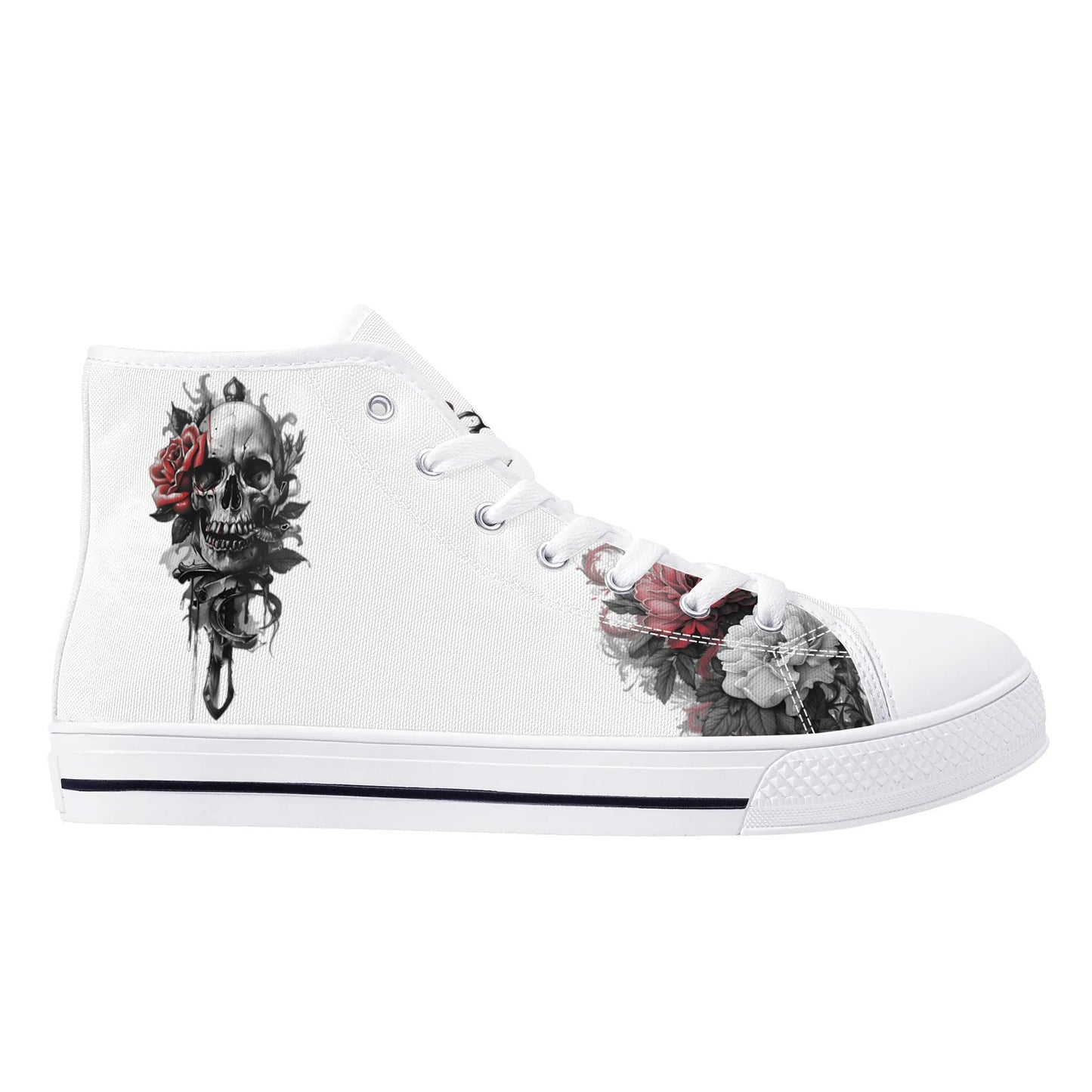 Skull Blossom High Top Canvas Shoes - Women